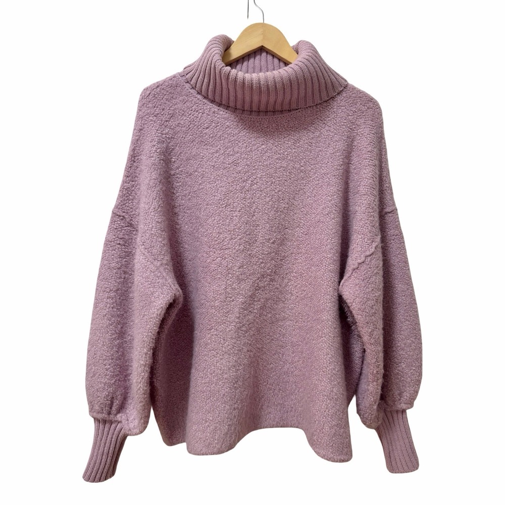 Free People Milo Oversized Slouchy Pullover Turtleneck Sweater Size XS Pink Cozy